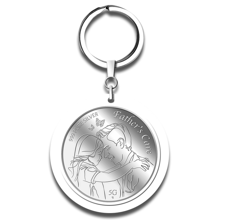 5g 2022 Father's Care Silver Medallion Keychain
