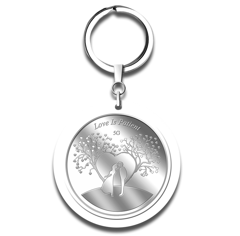 5g Love is Patient Silver Medallion Keychain