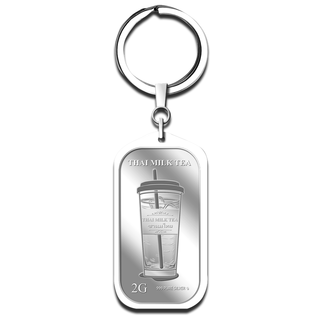 2g Thai Milk Tea Silver Bar Keychain