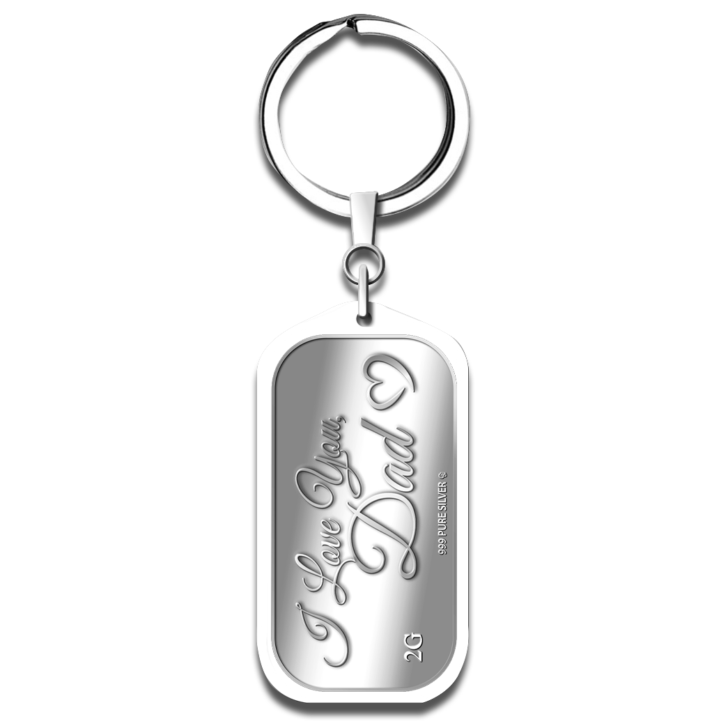 2g I Love You, Dad Silver Bar Keychain