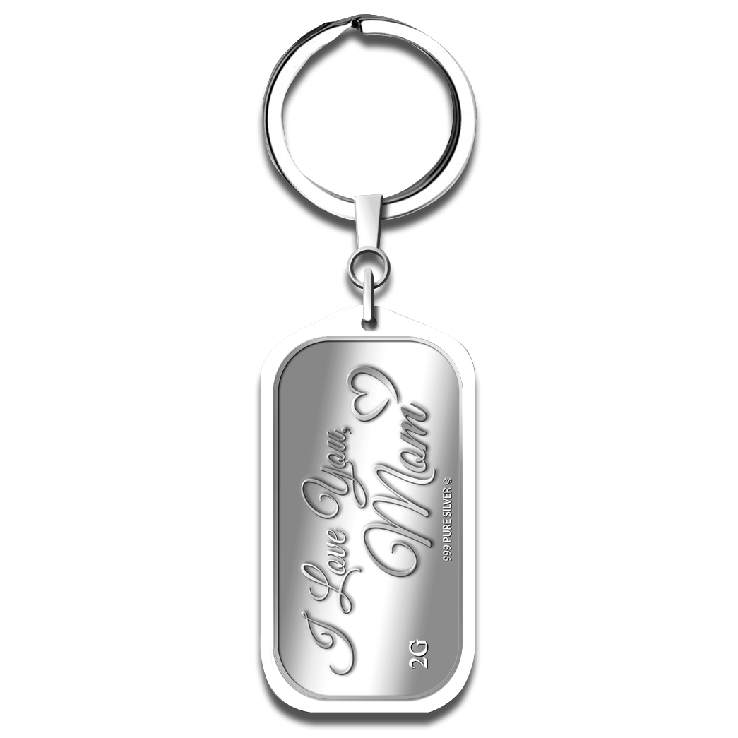 2g I Love You, Mom Silver Bar Keychain