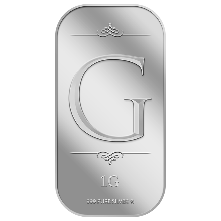 1g Alphabet G Silver Bar